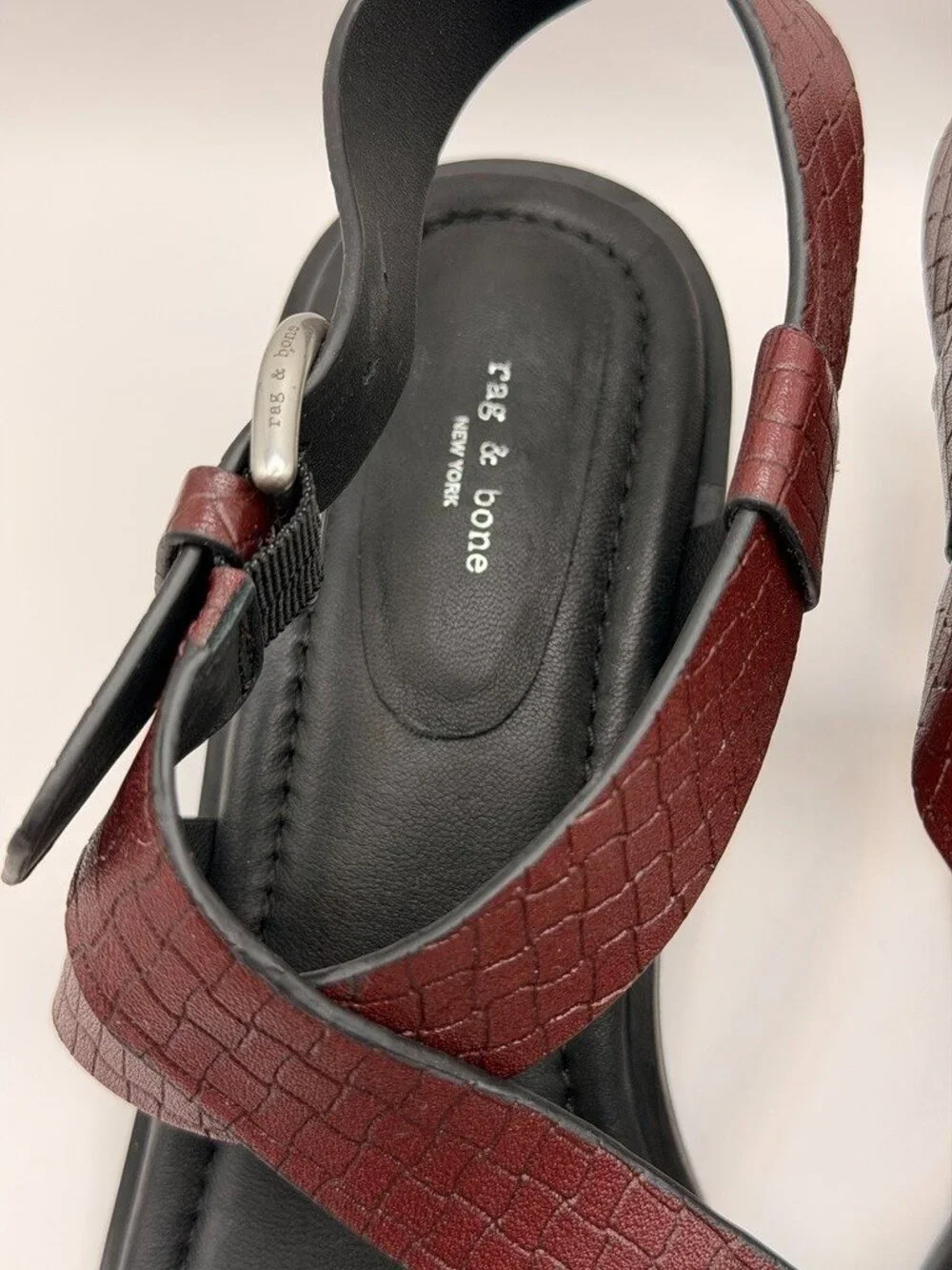 rag & bone Women Geo Winebktw Ankle Leather Strap Heel Sandal Sz EU 39.5 US 9.5